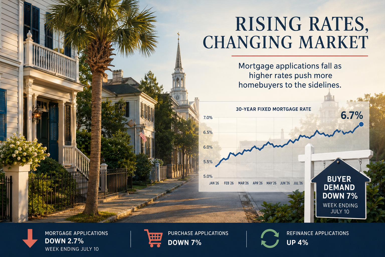 Mortgage Applications Fall as Rising Rates Push More Charleston Homebuyers to the Sidelines