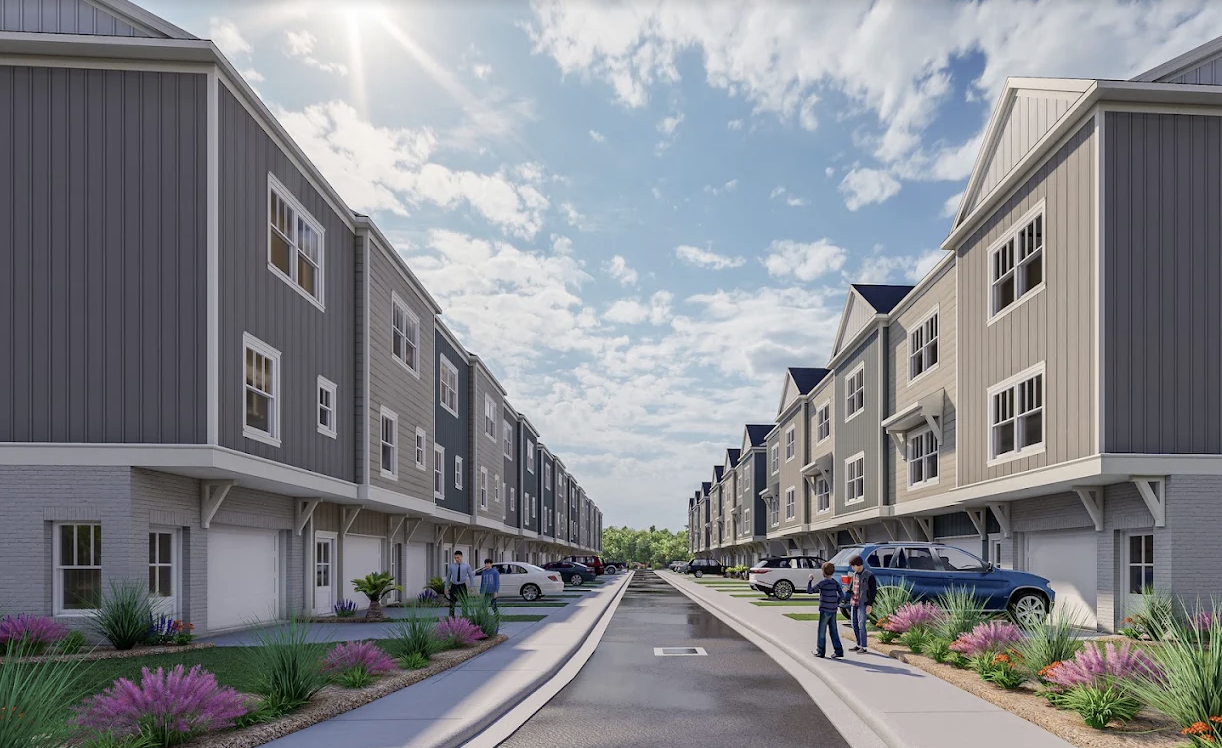 Gregorie Ferry Towns workforce housing development in Mount Pleasant, South Carolina, where Town Council is considering increasing the maximum buyer income eligibility from 80% to 150% of Area Median Income.